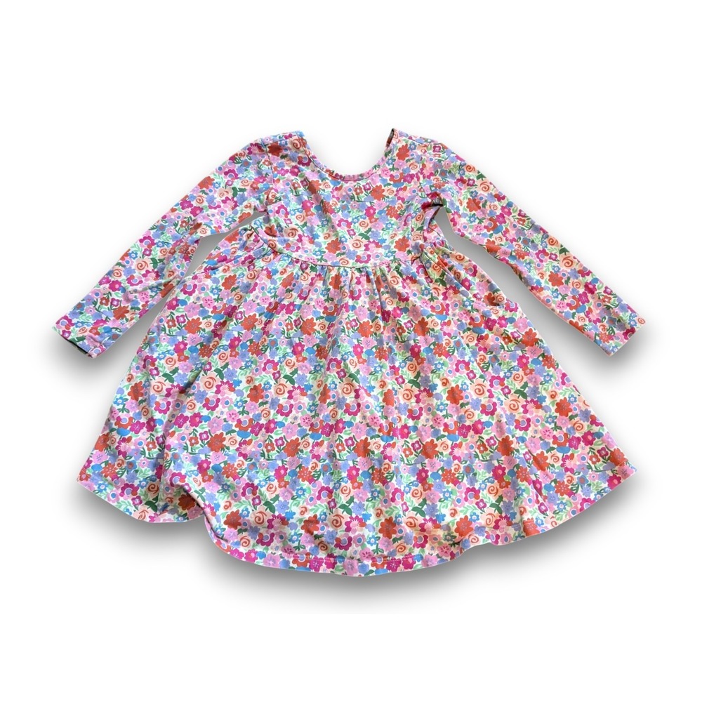 Hanna Andersson Long Sleeve Pocket Dress Pink Floral Girls 110 US 5